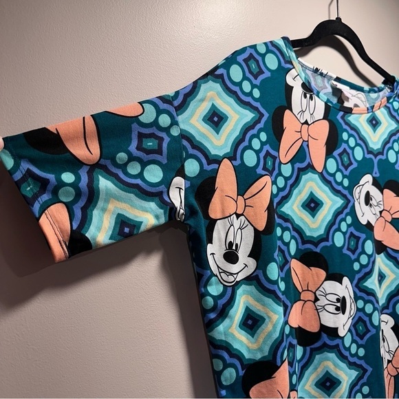 Disney LulaRoe Irma Mid-Sleeve Stretchy High-Low Tunic Minnie Mouse Teal S 6-8 - Picture 12 of 17